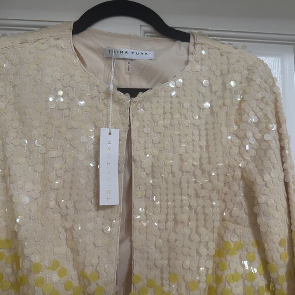 New with tags $468 Trina Turk Nori Sequin Ombre Jacket sz S - Picture 5 of 7